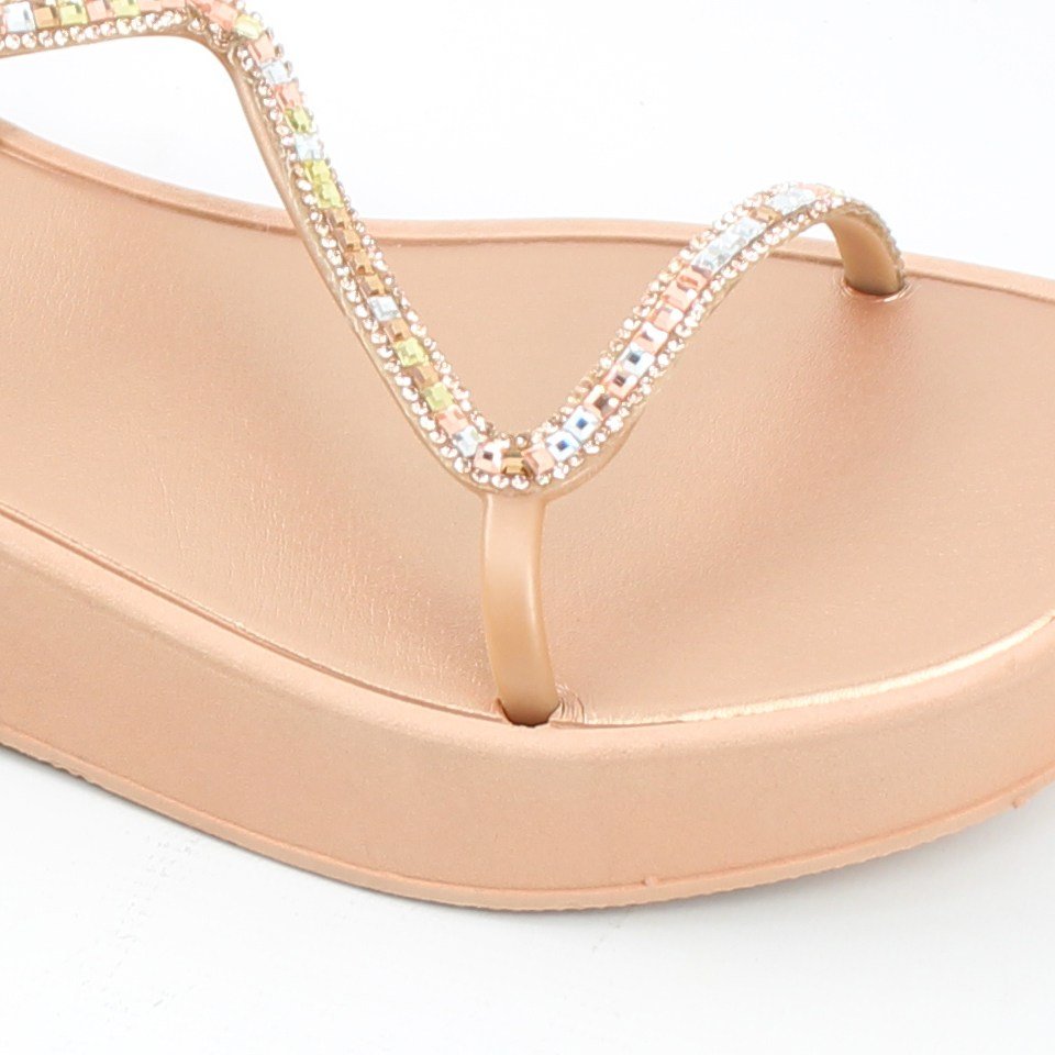 Sandália Flatform Brilho Champagne 3