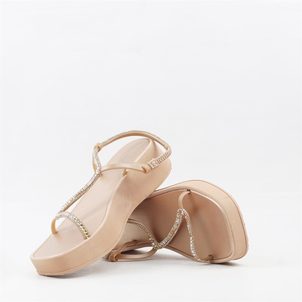 Sandália Flatform Brilho Champagne 4