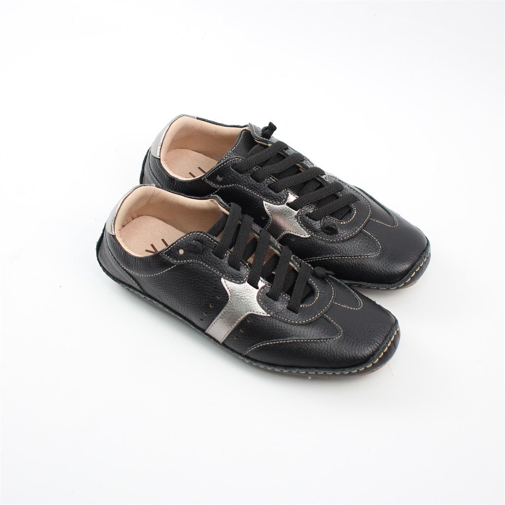 Tênis Flat Couro Preto/Prata 2