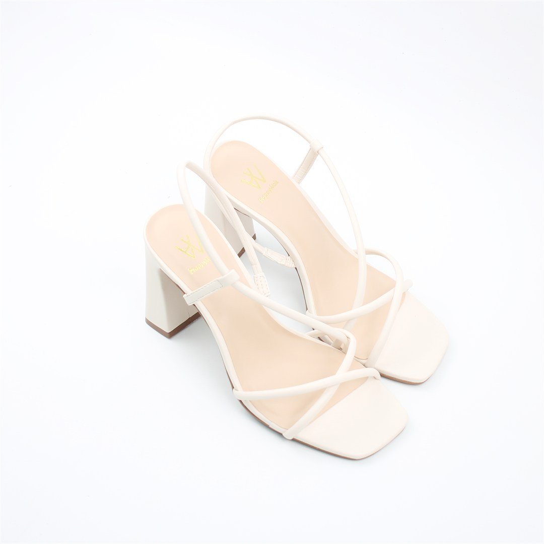 Sandália Salto Bloco Alta Off White 2