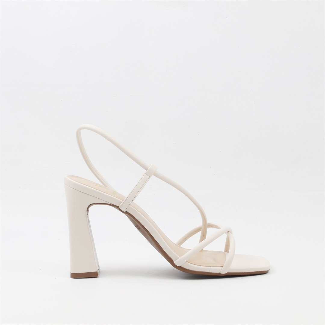 Sandália Salto Bloco Alta Off White 5