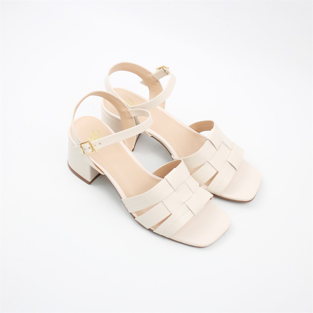 Sandália Salto Bloco Couro Off White 2