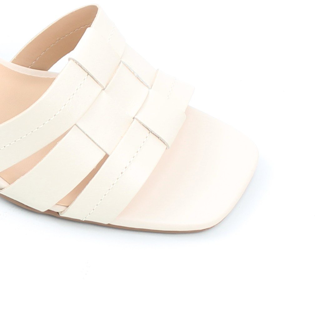 Sandália Salto Bloco Couro Off White 3