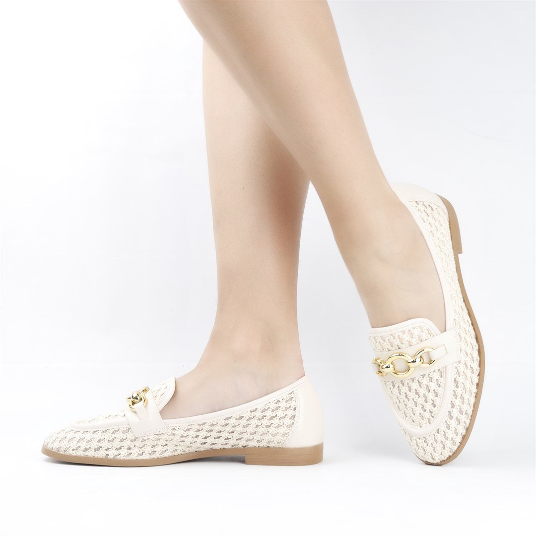 Mocassim Fivela Rafia Off White 1