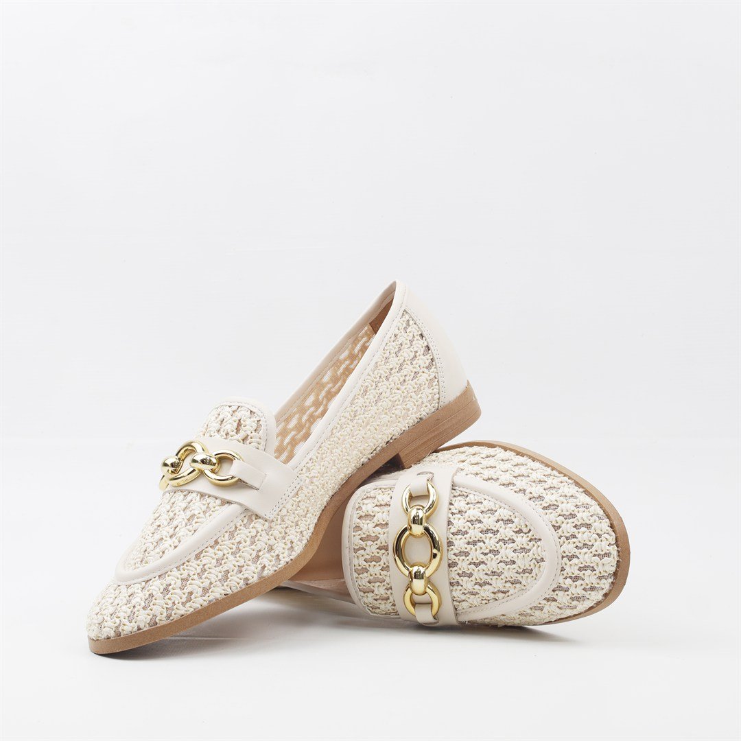 Mocassim Fivela Rafia Off White 5