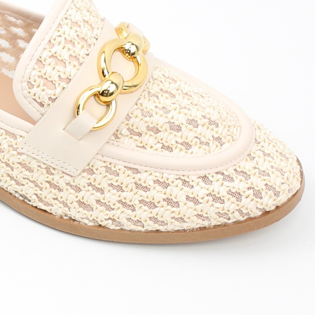 Mocassim Fivela Rafia Off White 3