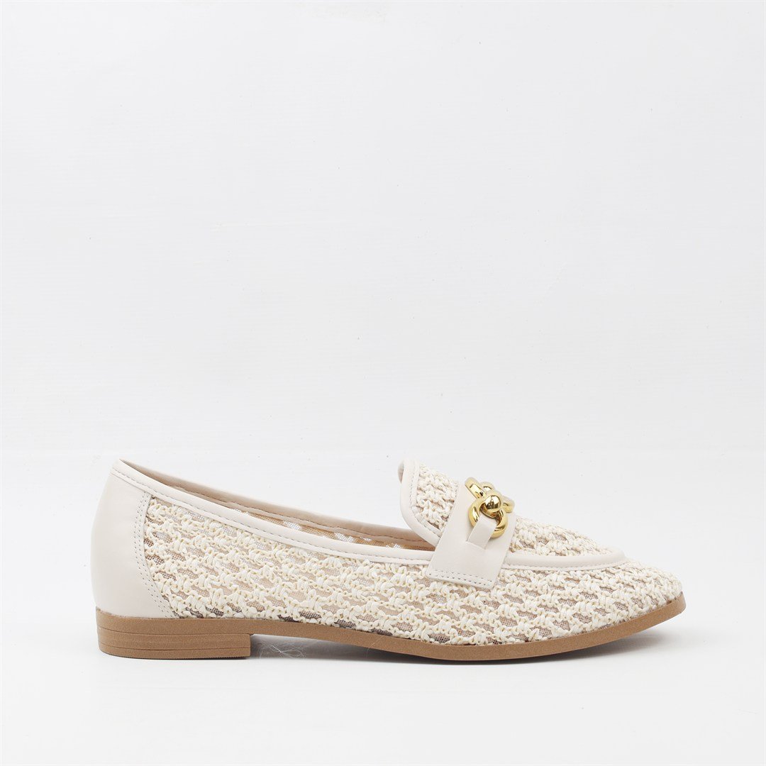 Mocassim Fivela Rafia Off White 5