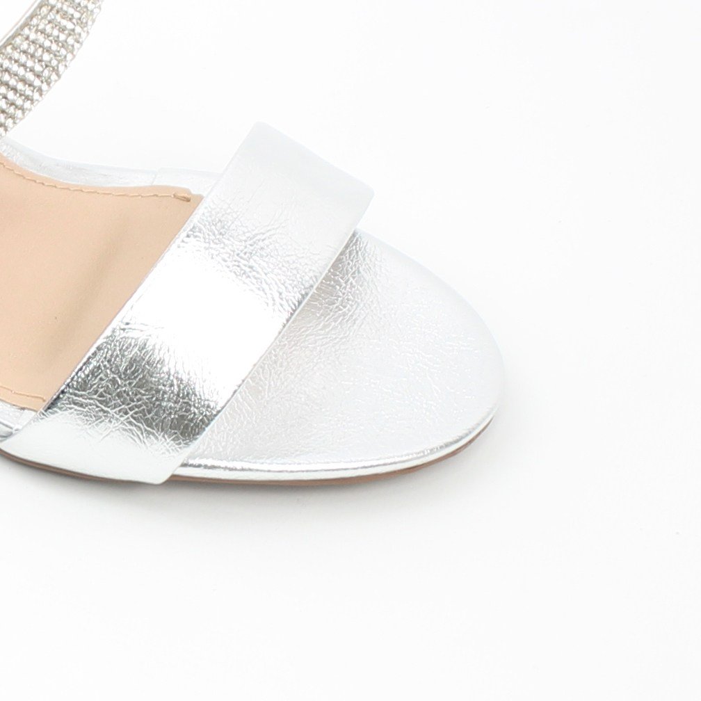 Sandália Salto Bloco Glam Prata 3