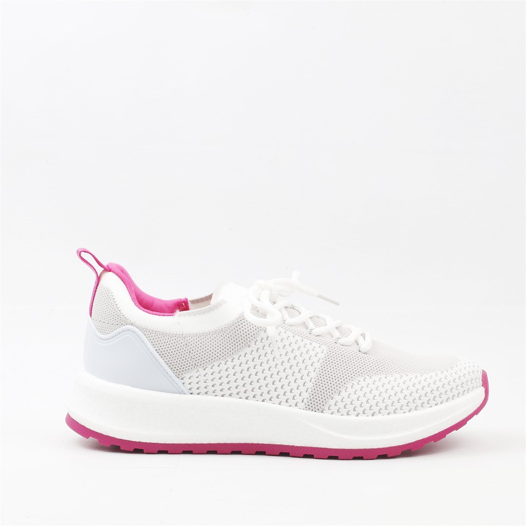 Tênis Flat Amarração Branco/Cinza/Rosa 5