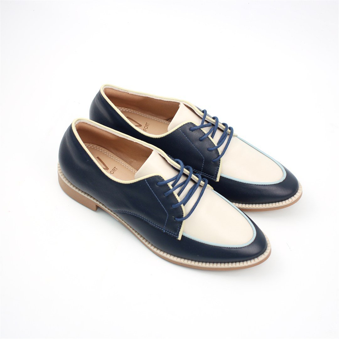 Oxford Couro Conforto Azul Marinho/Off White 2