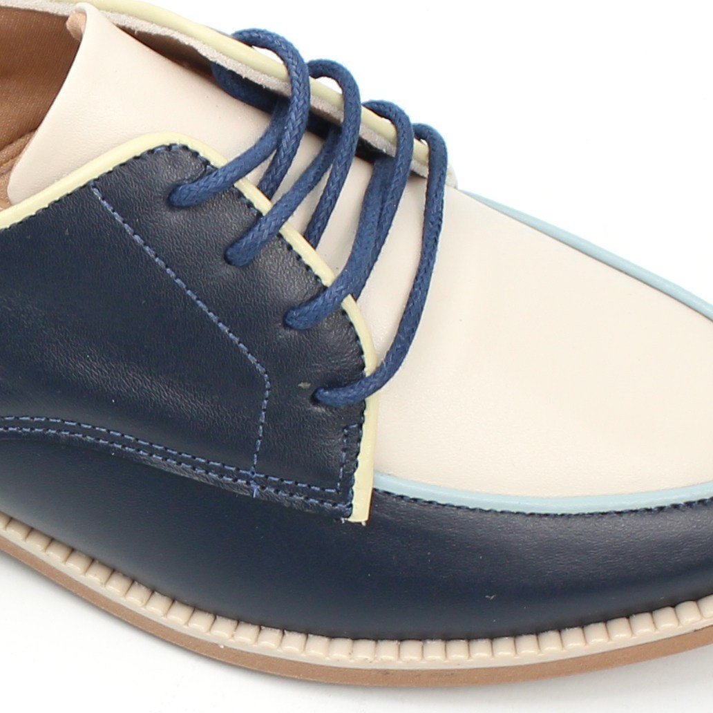 Oxford Couro Conforto Azul Marinho/Off White 3