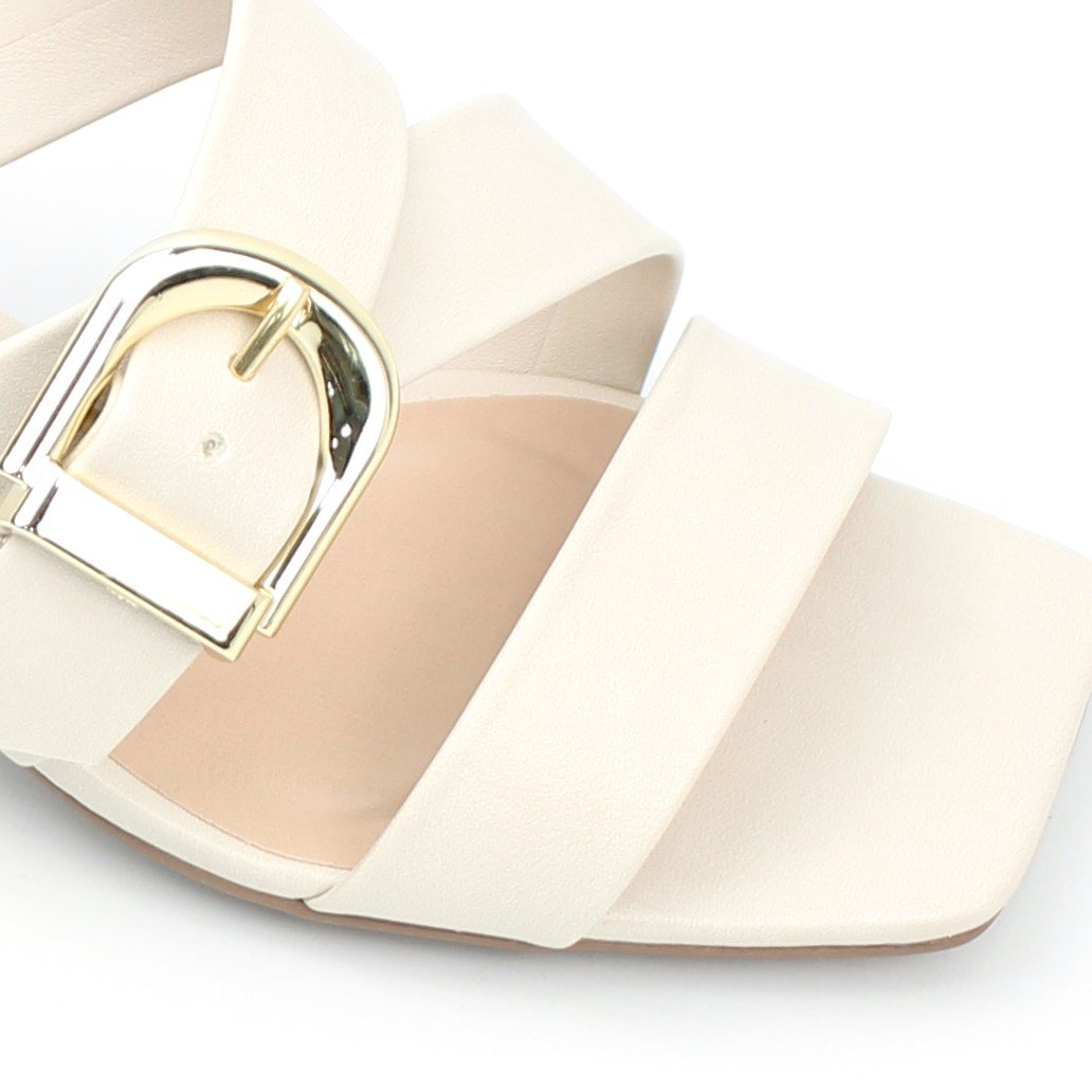 Tamanco Salto Bloco Fivela Off White 3