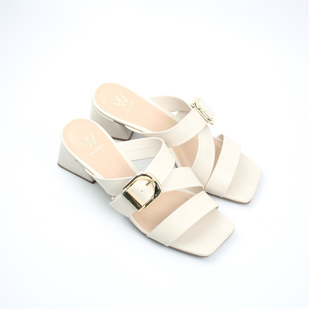 Tamanco Salto Bloco Fivela Off White 4