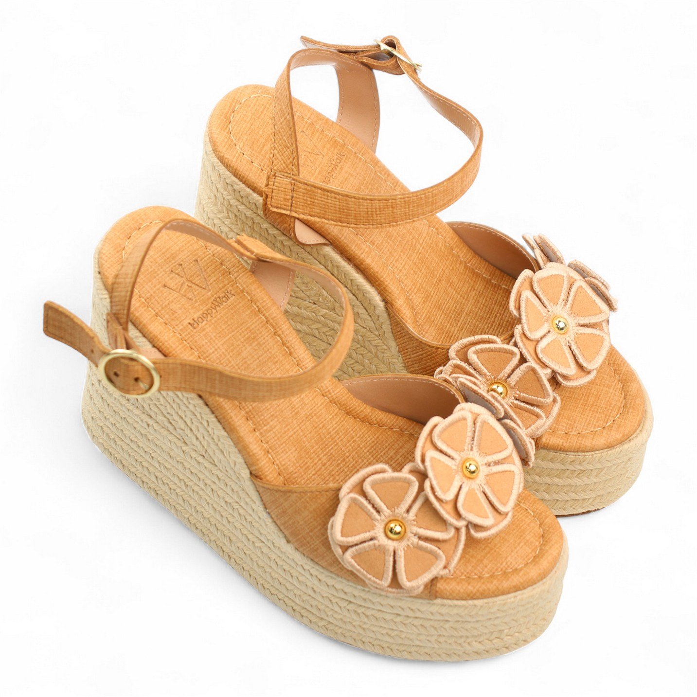Sandália Anabela Flower Espadrille Bege 2