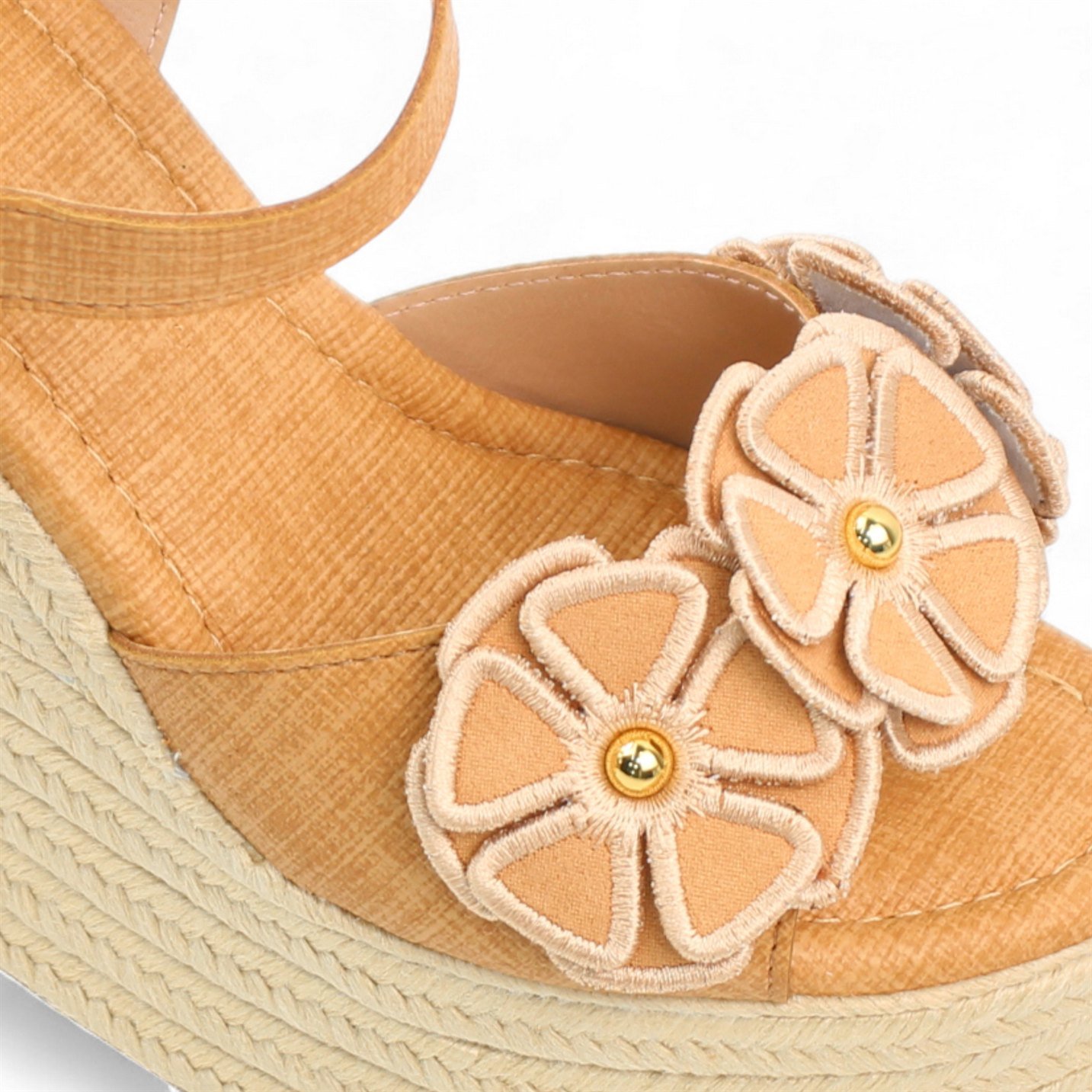 Sandália Anabela Flower Espadrille Bege 4