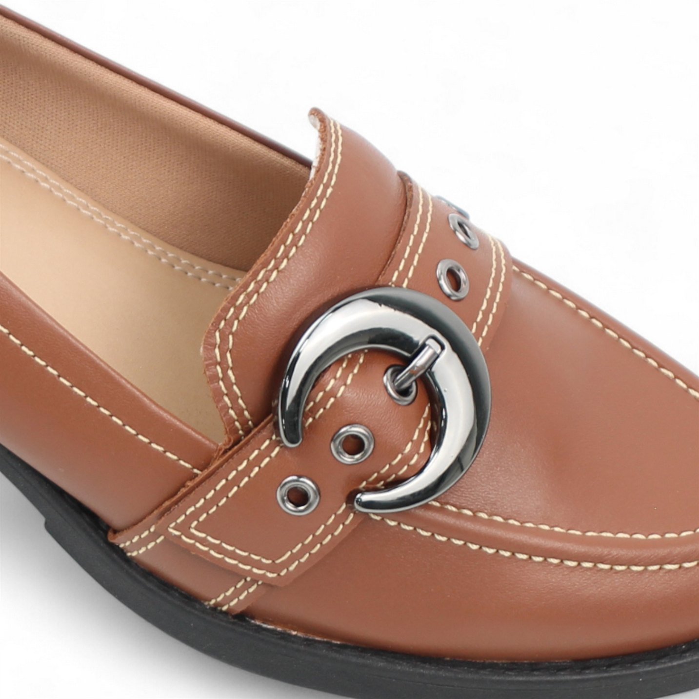 Mocassim Salto Bloco Couro Marrom 4