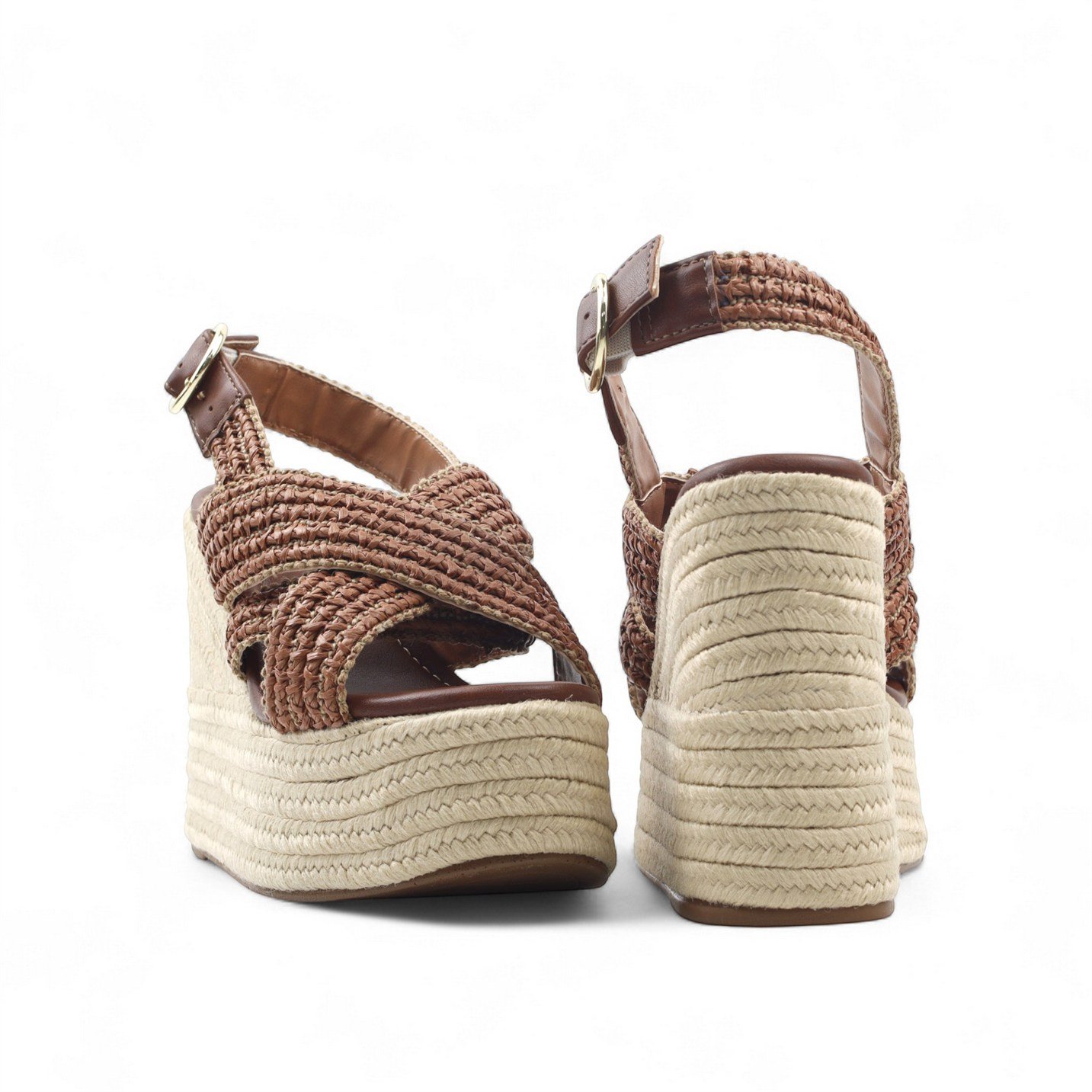 Sandália Anabela Espadrille Marrom 5