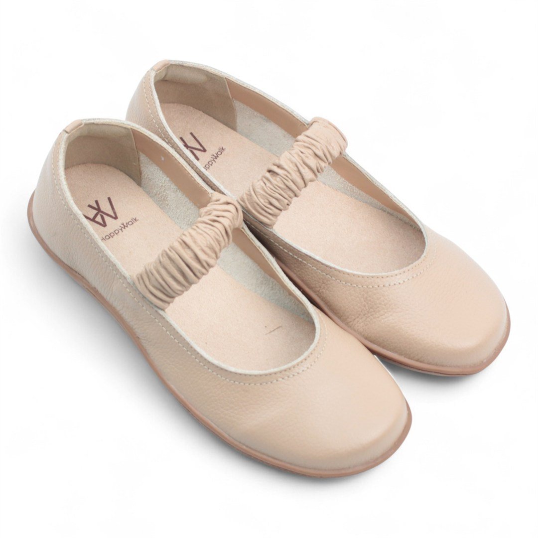 Sapatilha Boneca Couro Conforto Bege 4