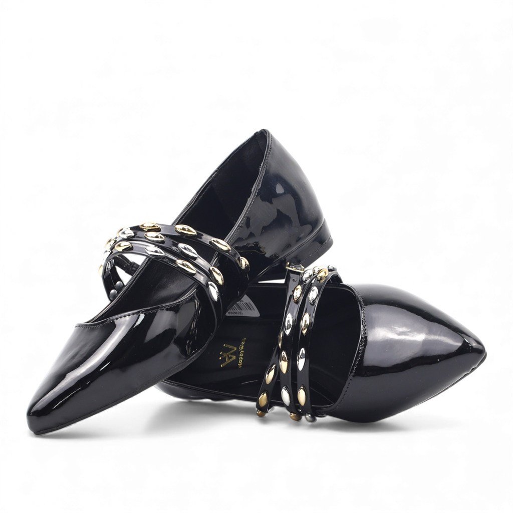 Sapatilha Bico Fino Fivelas Preto 2