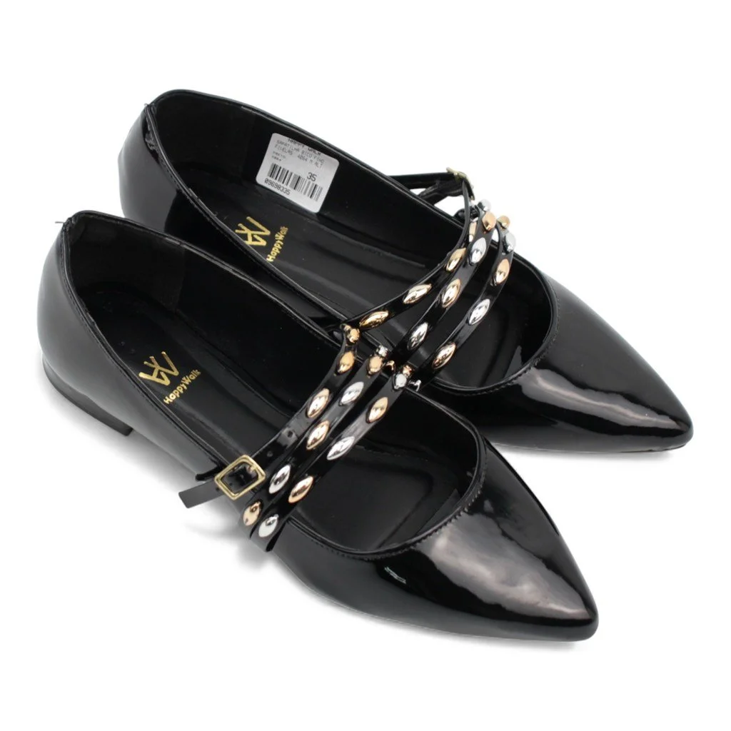 Sapatilha Bico Fino Fivelas Preto 5