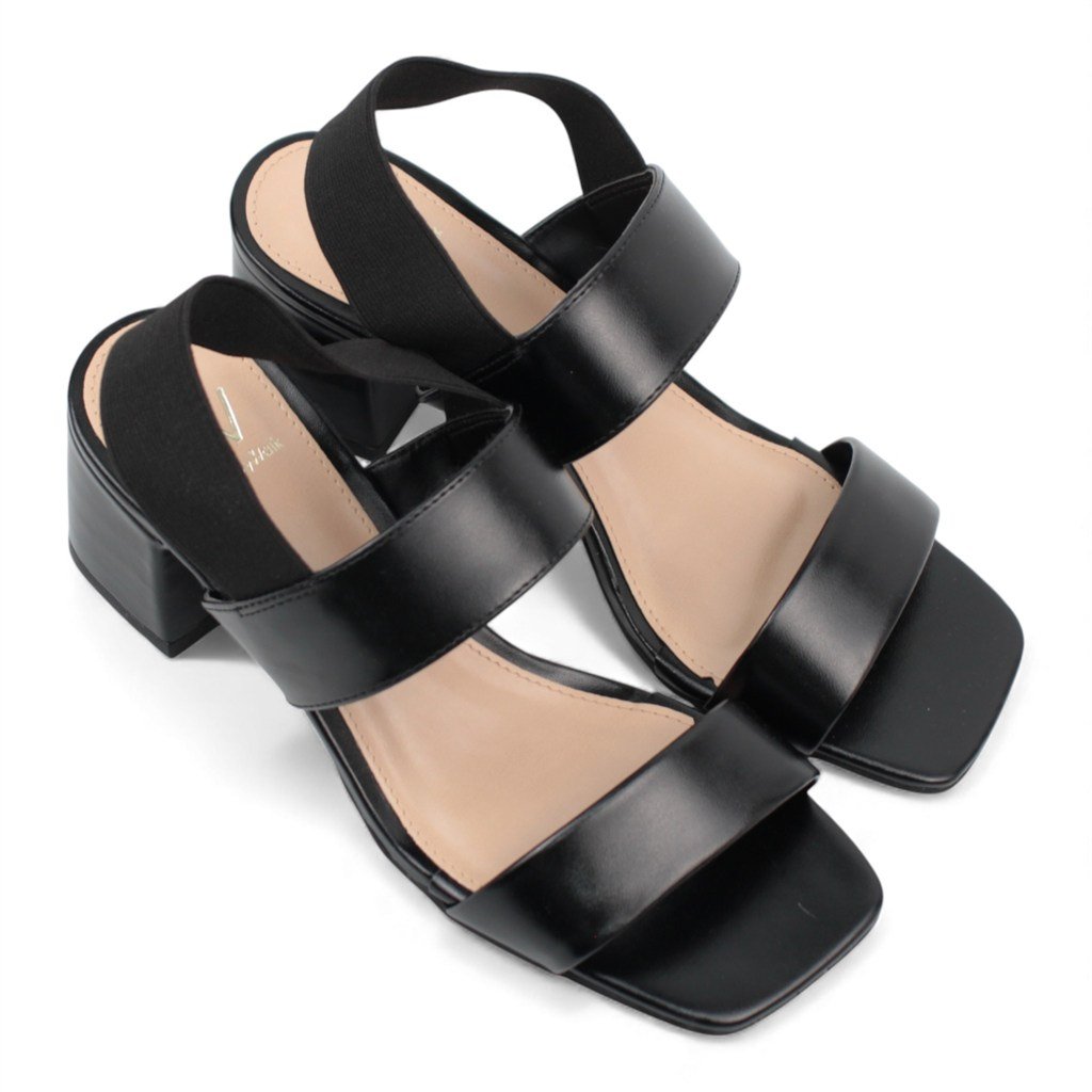 Sandália Salto Bloco Elástico Preto 5