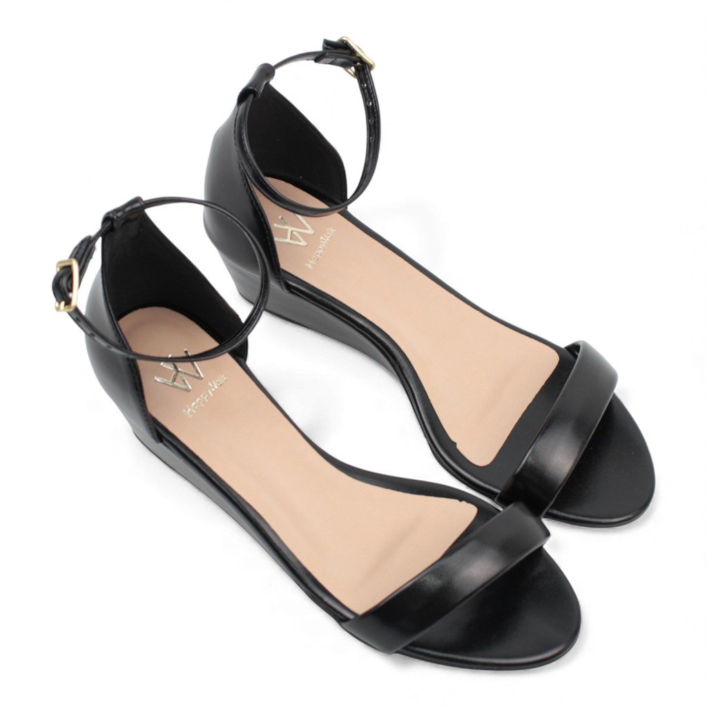 Sandália Anabela Baixa Preto 5