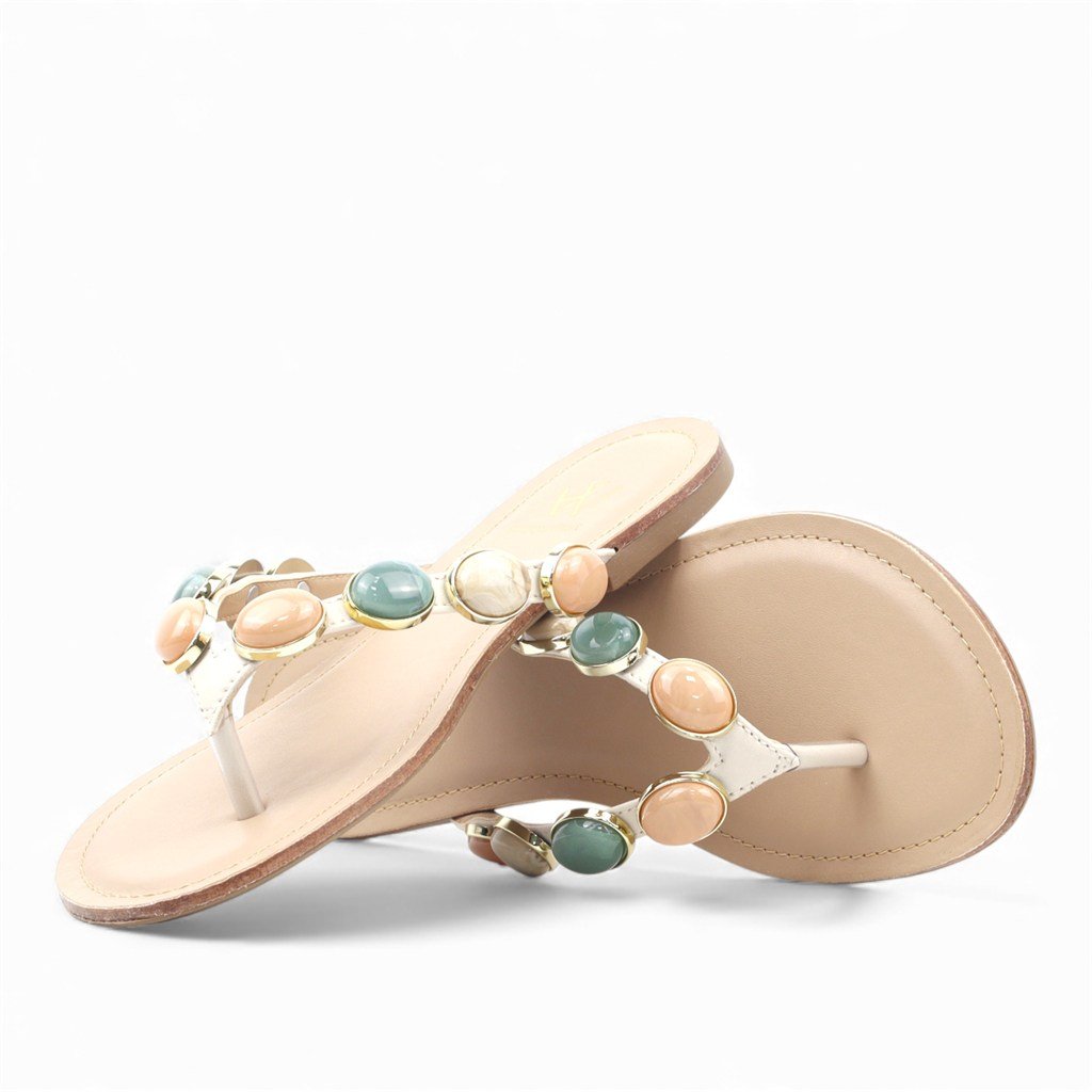 Rasteira Enfeite Pedraria Off White 2