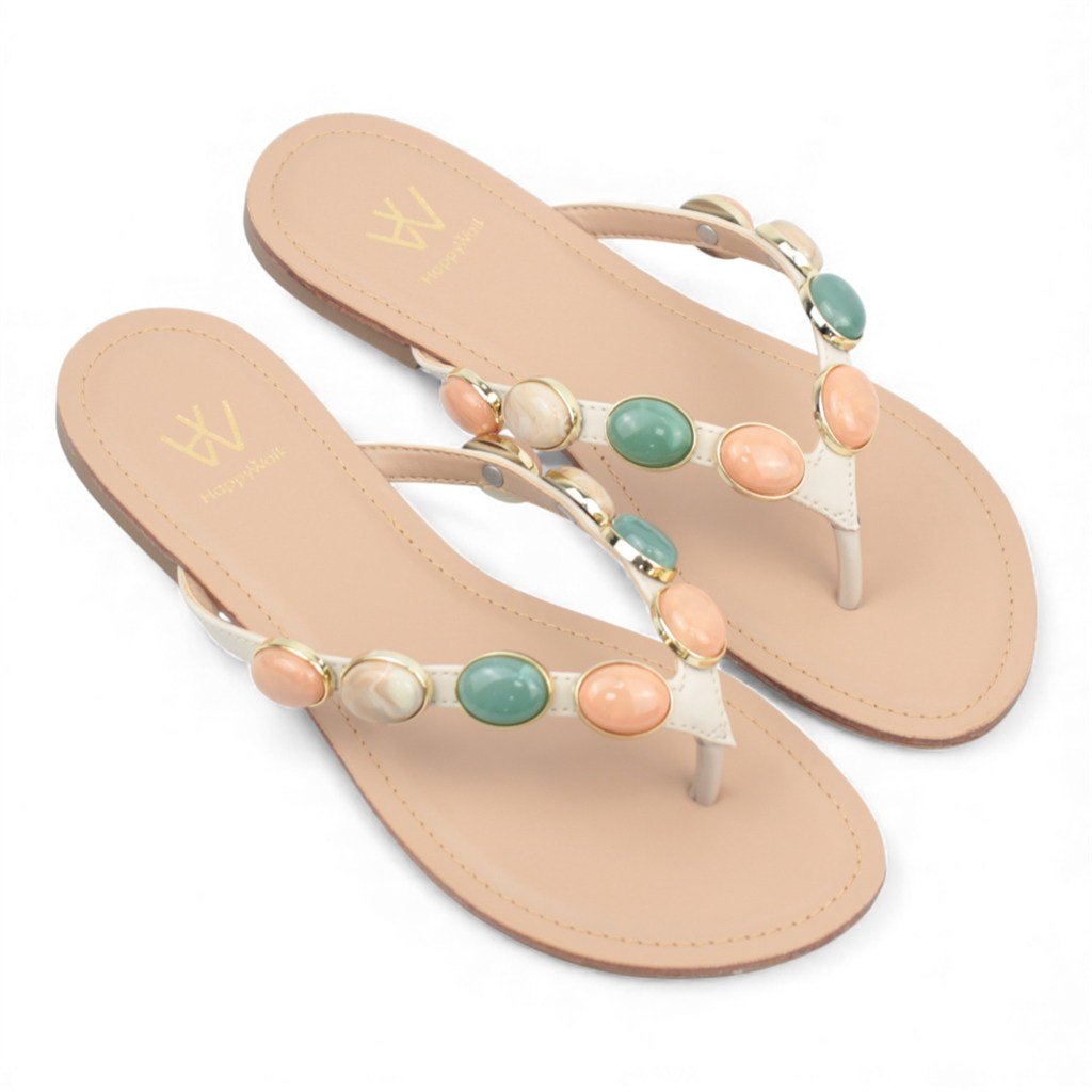 Rasteira Enfeite Pedraria Off White 3