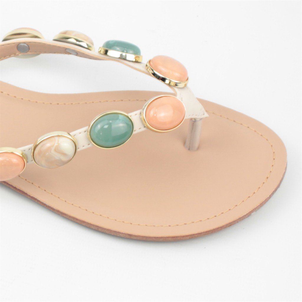 Rasteira Enfeite Pedraria Off White 4