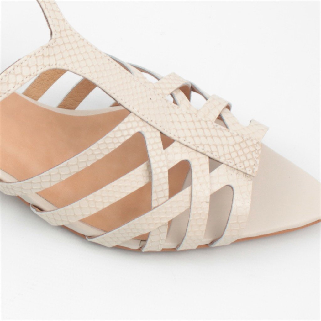Sandália Salto Bloco Couro Piton Off White 5