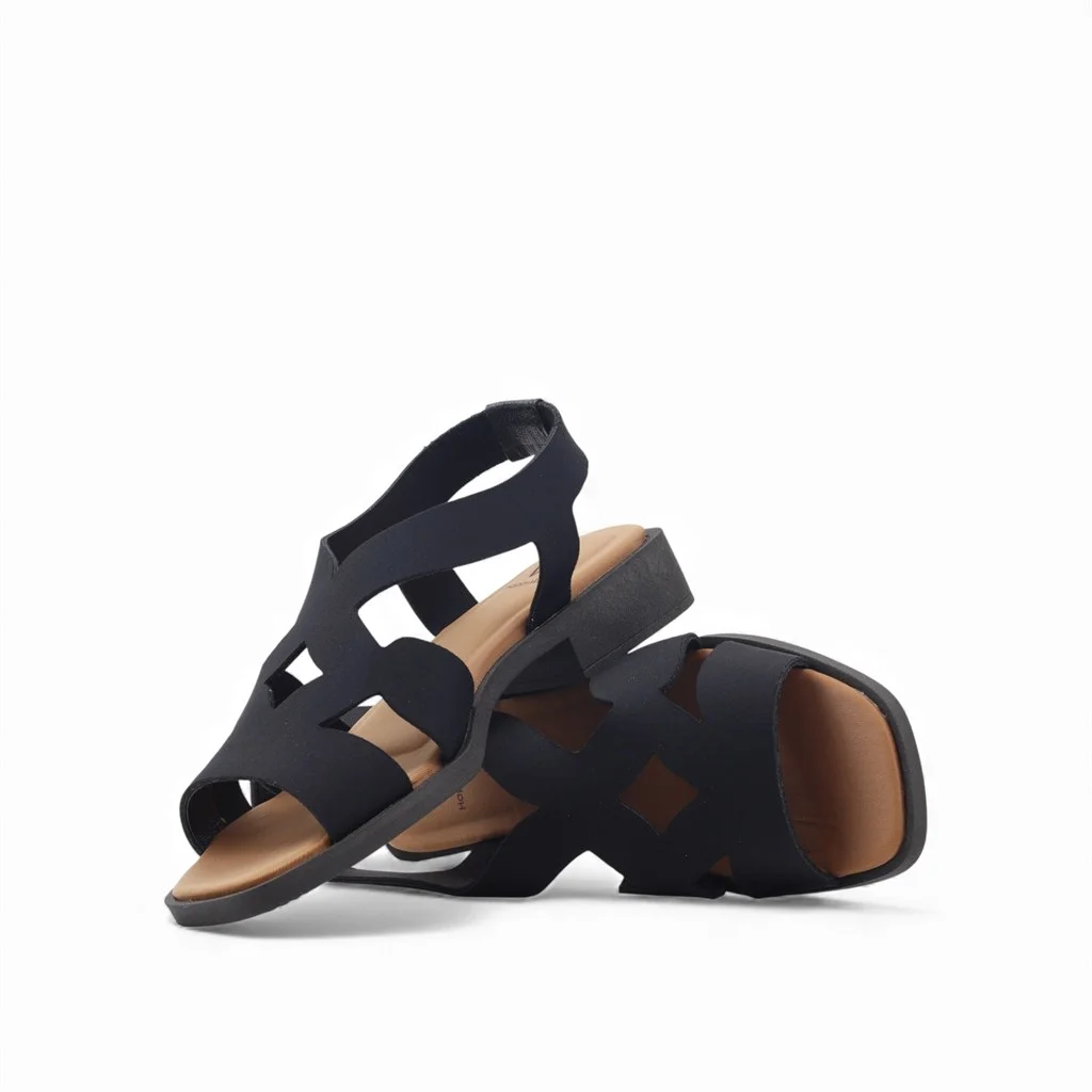 Sandália Salto Bloco Neoprene Preto 2