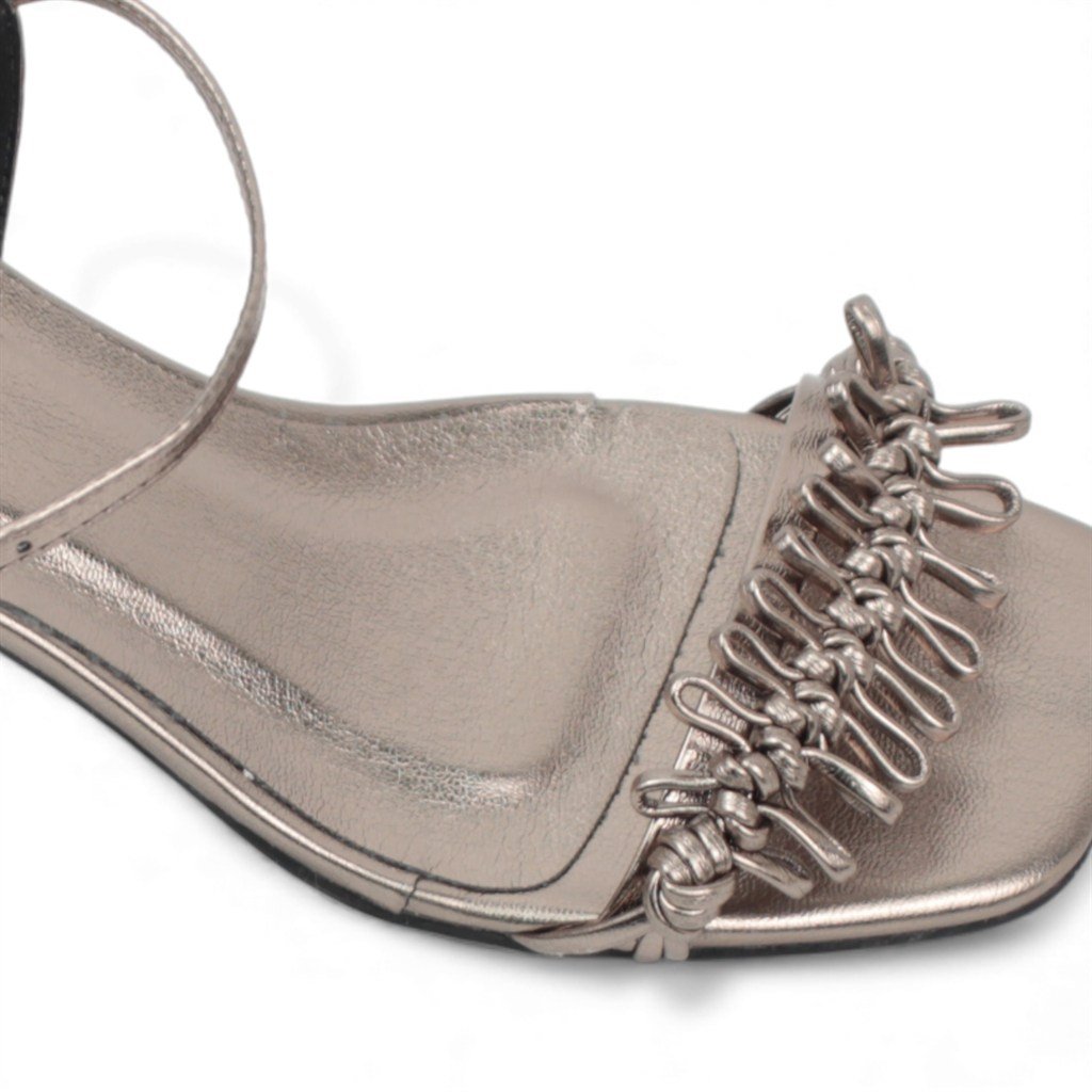 Sandália Salto Bloco Metalizada Pewter 3