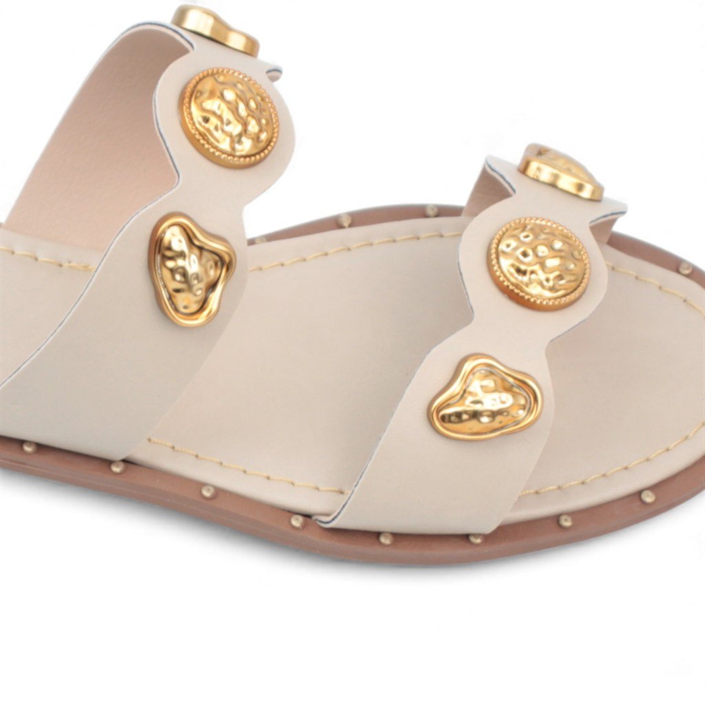 Rasteira Enfeite Metal Bege 4