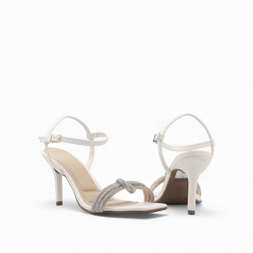 Sandália Salto Fino Glam Branco 2