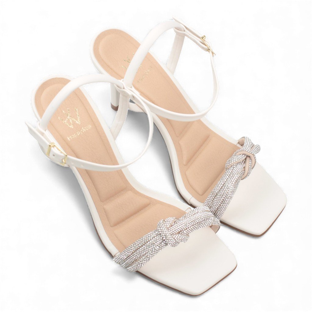 Sandália Salto Fino Glam Branco 5