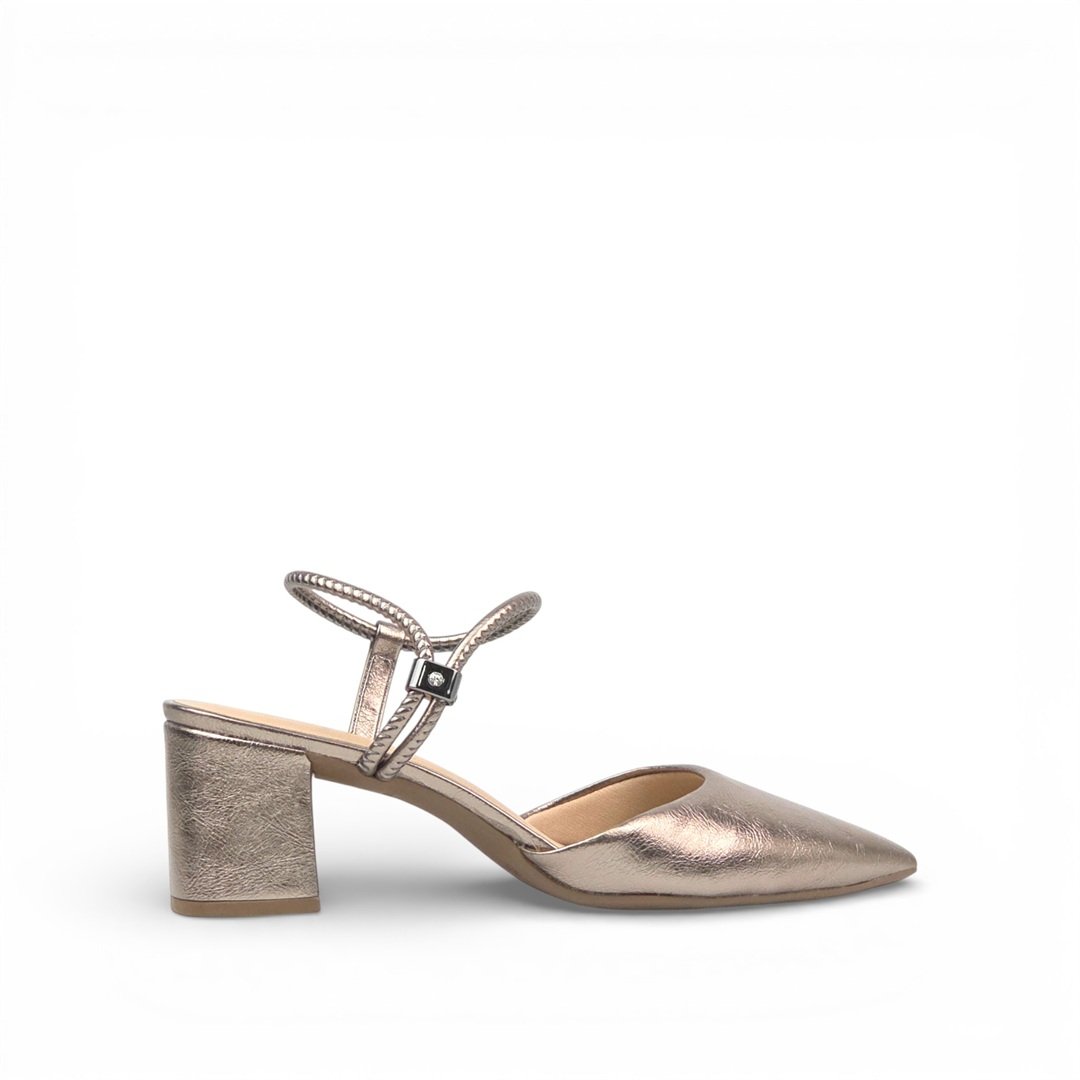 Slingback Salto Bloco Metalizado