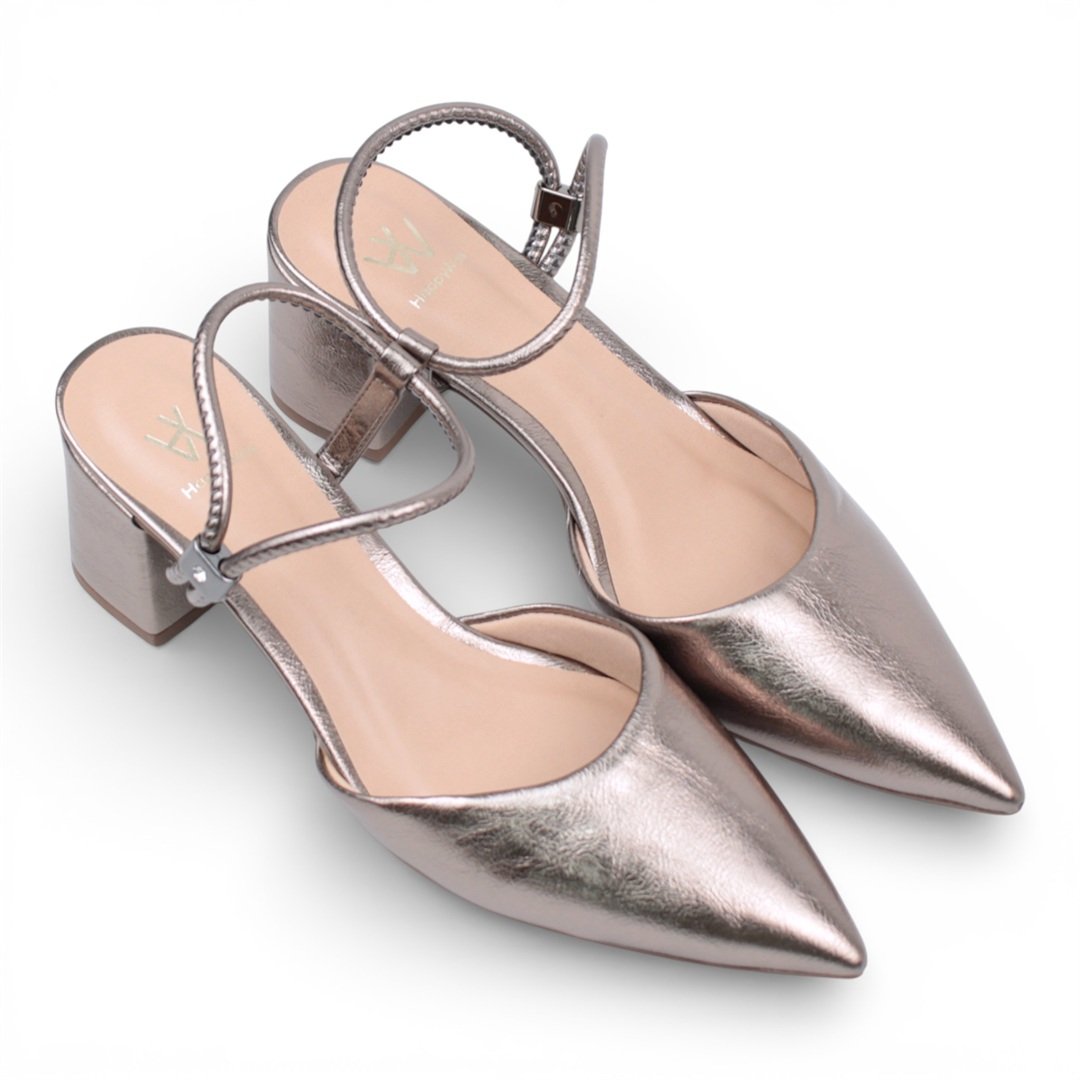 Slingback Salto Bloco Metalizado Pewter 5