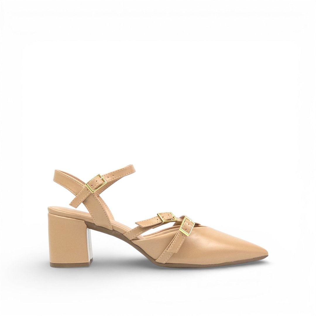 Slingback Salto Bloco Fivela