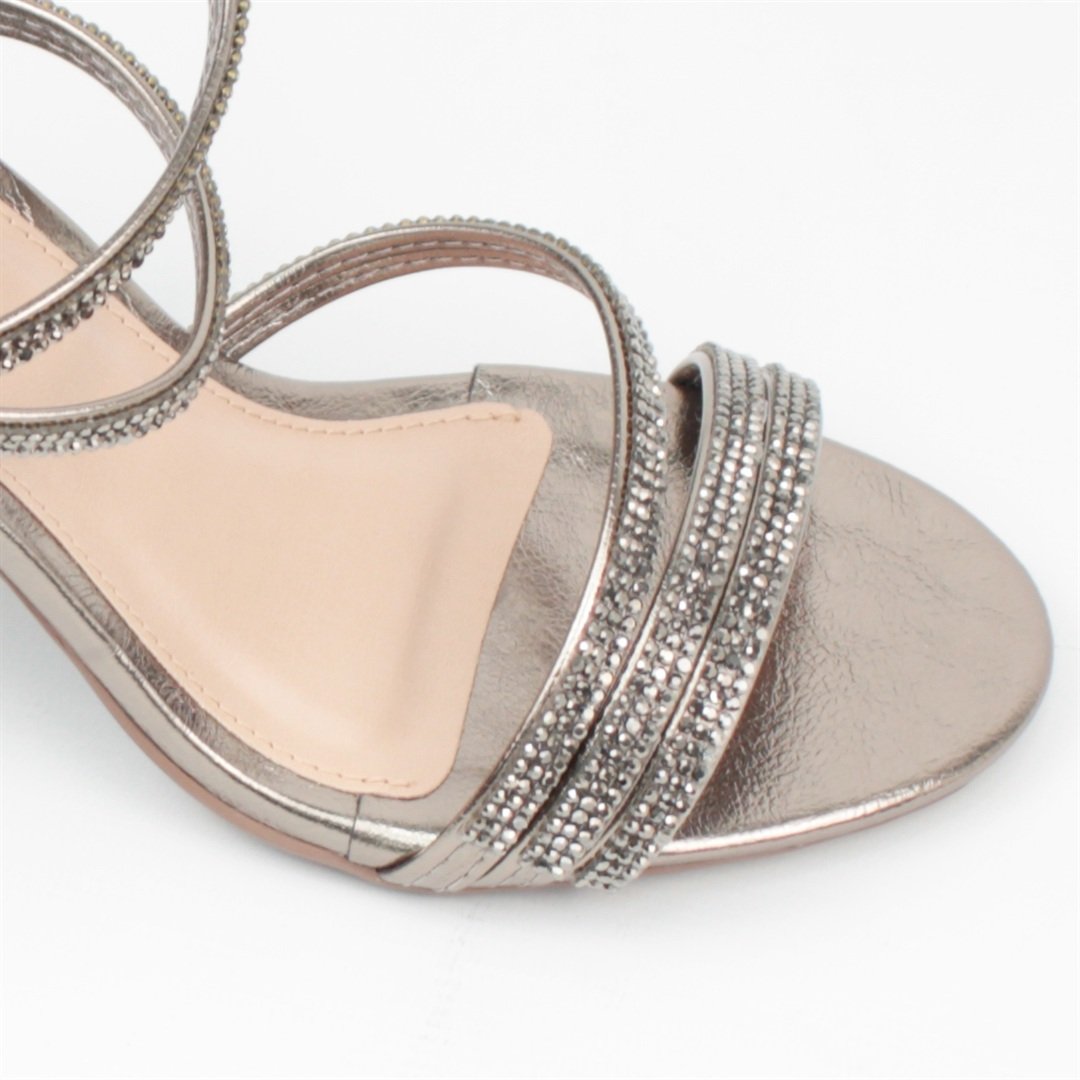 Sandália Salto Bloco Metalizada Pewter 3