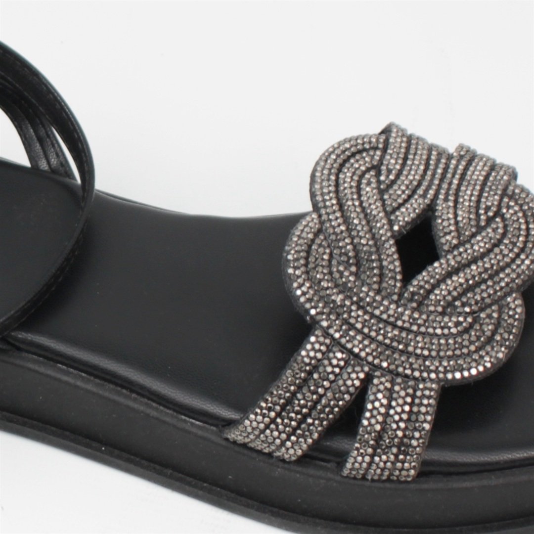 Sandália Flatform Brilho Preto 3