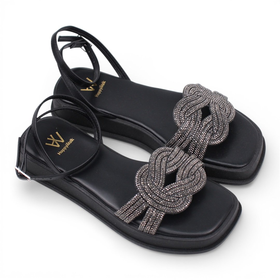 Sandália Flatform Brilho Preto 4