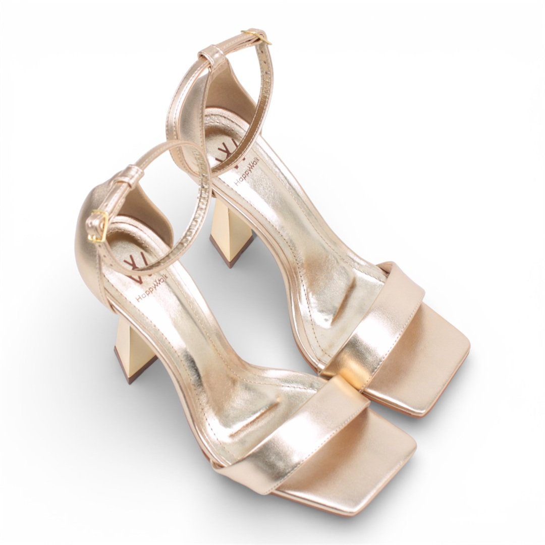Sandália Salto Fino Glam Dourado 5