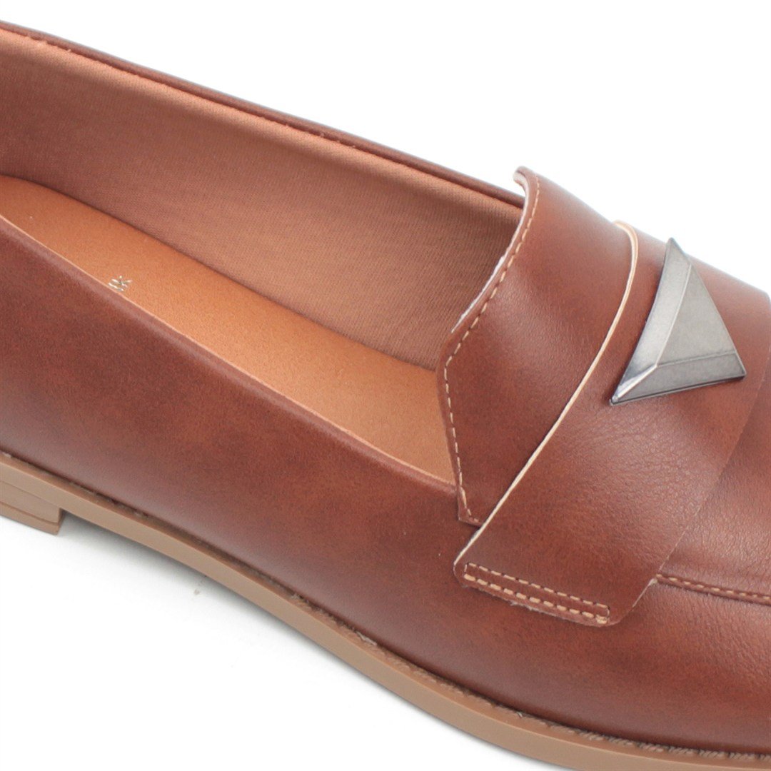Mocassim Enfeite Metal Marrom 2