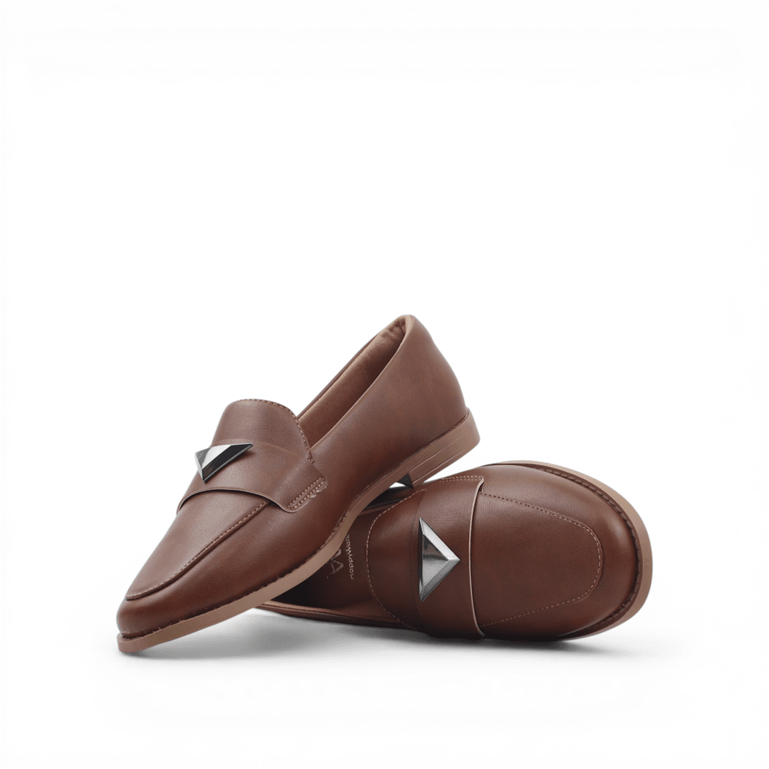 Mocassim Enfeite Metal Marrom 4