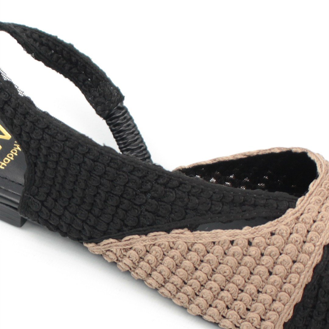 Sapatilha Slingback Bordada Preto/Bege 4