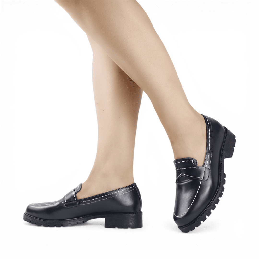 Mocassim Salto Bloco Preto 2