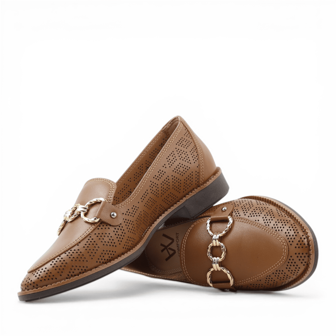 Mocassim Salto Bloco Couro Marrom 5