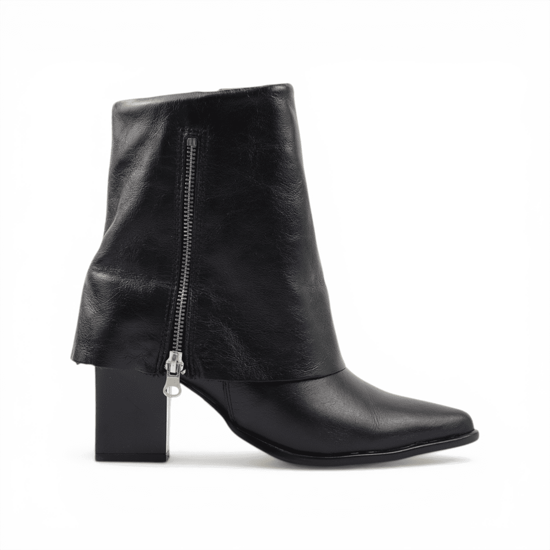 Bota Cano Baixo Polaina Couro