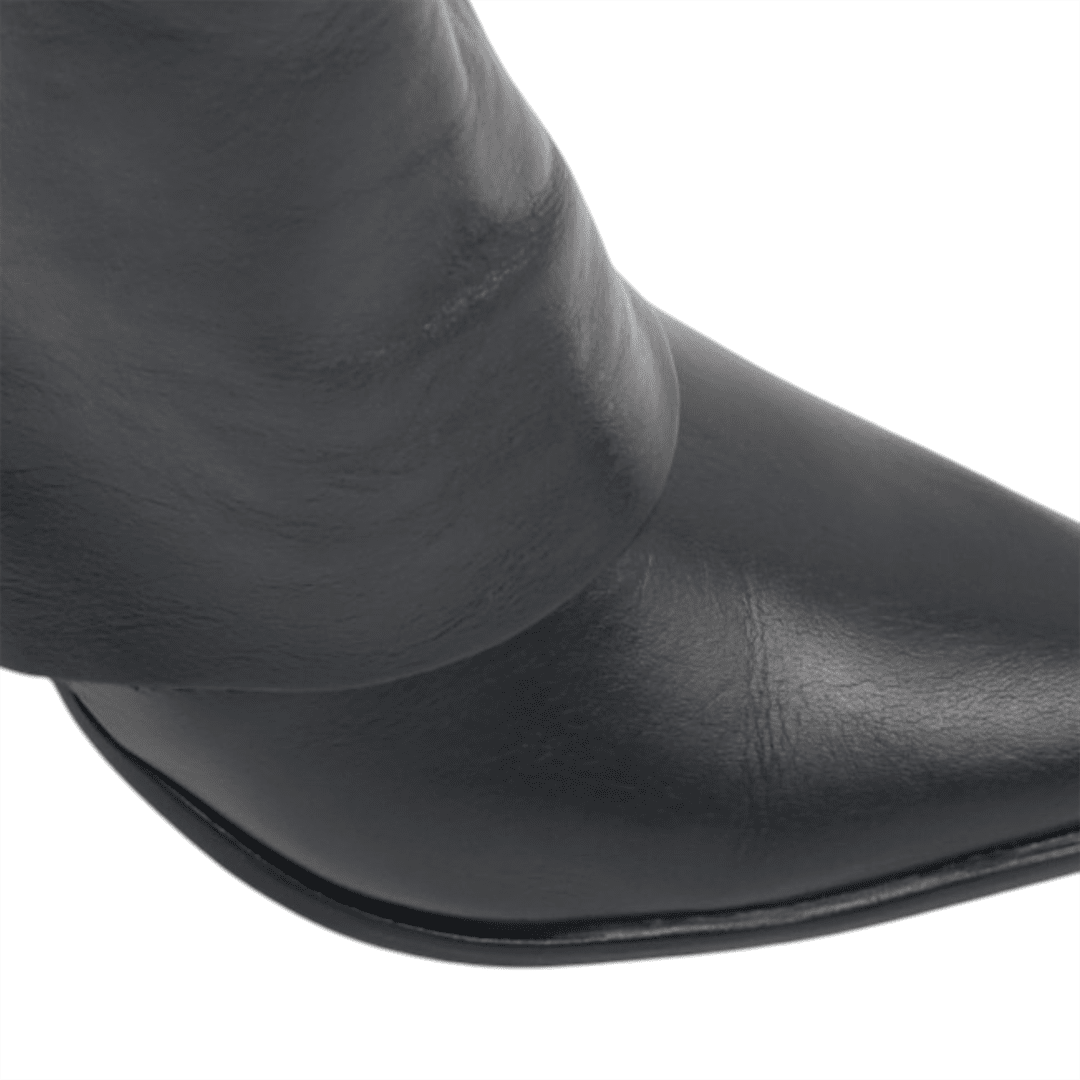 Bota Cano Baixo Polaina Couro Preto 5