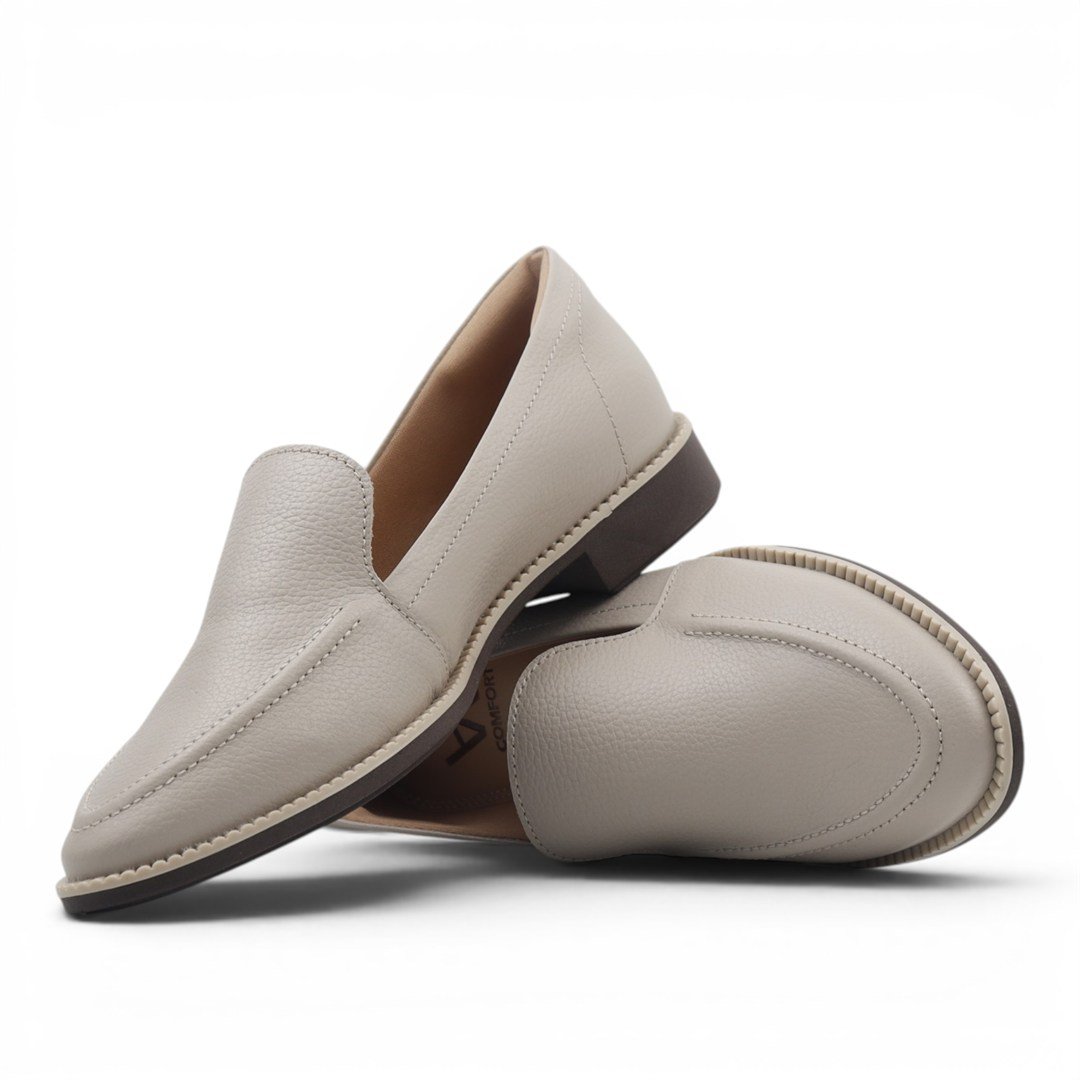 Mocassim Salto Bloco Couro Branco 4